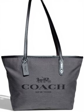Coach Horse & Carriage Canvas City Tote | Charcoal Gray | Dust Bag Included